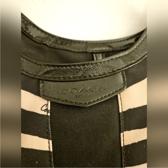 COACH Signature Stripe Zebra Devin Shoulder Bag - Picture 9 of 10